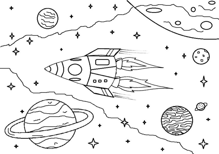 Раскраска. В космосе. Космос раскраска для детей. Раскраска для малышей. Космос. Космонавтика раскраски для детей.