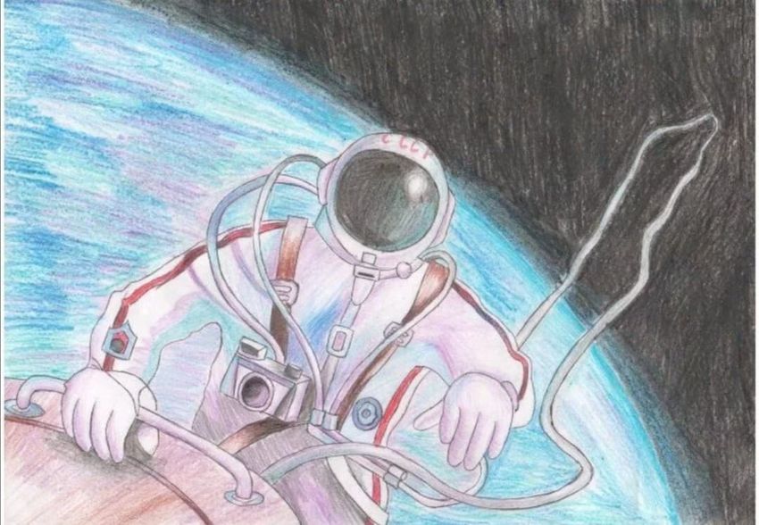 Рисунок ко Дню космонавтики. Рисование ко Дню космонавтики. Рисунок котдню космонавтики. Космические рисунки.