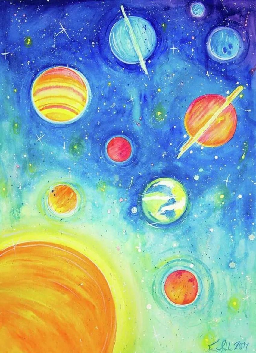 Планета рисунок 5 класс. Космос рисунок. Рисунок на тему космос. Рисование космос. Космос рисунки красками.