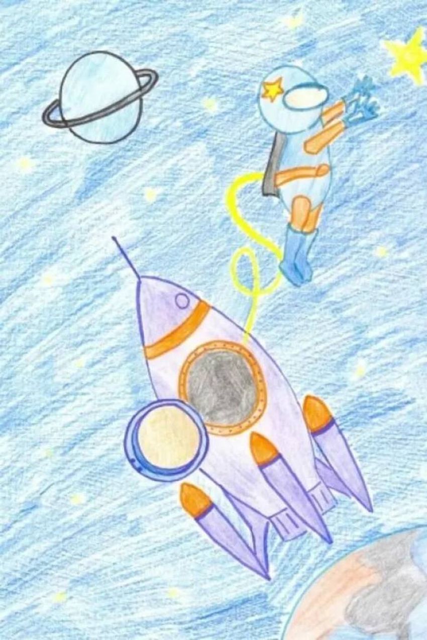 Рисуем ко дню космонавтики. Рисование для детей космос. Рисунок на туму космас. Рисавание на тему космас. Рисование с детьми на тему космос.