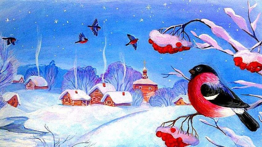 Красивые рисунки на тему зима