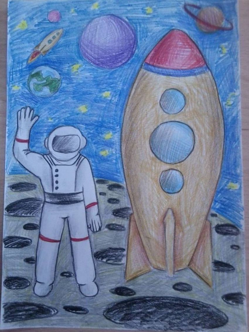Рисунок ко дню космонавтики 3 класс красками. Рисунок на тему космос. Рисунки о космосе для школьников. Детские рисунки на тему космос. Рисование для детей космос.