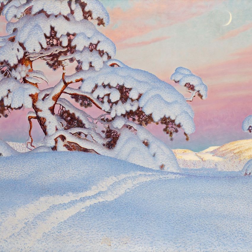 Gustaf Fjaestad шведский художник. Рисунок 1 снега