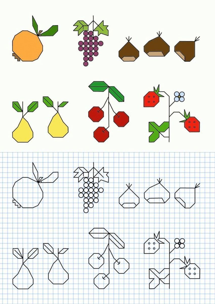Рисунки по клеточкам фрукты - 68 фото