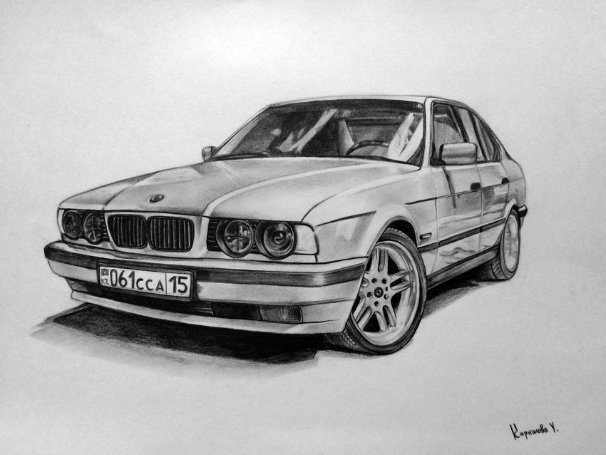 Рисунки БМВ карандашом