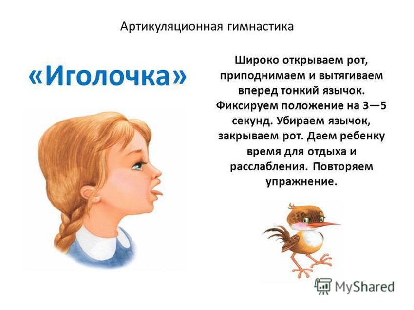 Артикуляционная гимнастика иголочка Артикуляционная гимнастика для детей иголочка