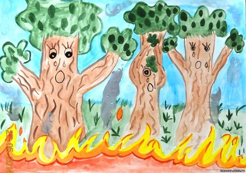 Рисунок на тему берегите лес