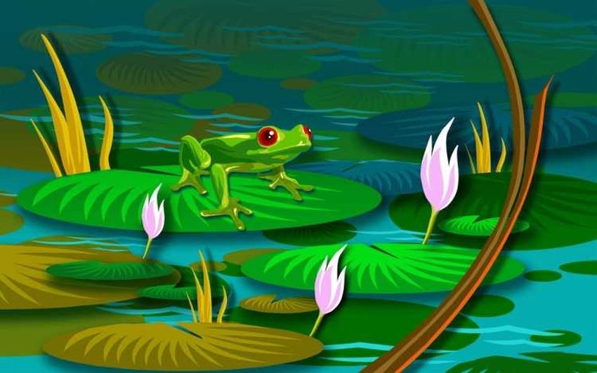 Лягушка на болоте для детей