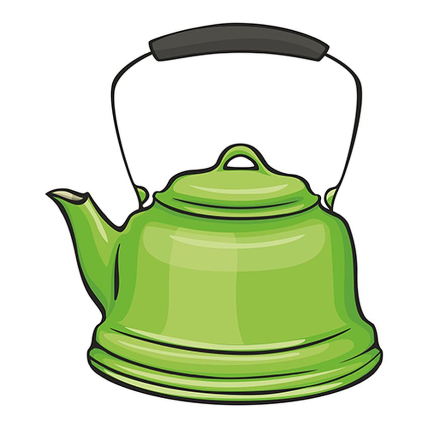 Чайник на зелёном фоне