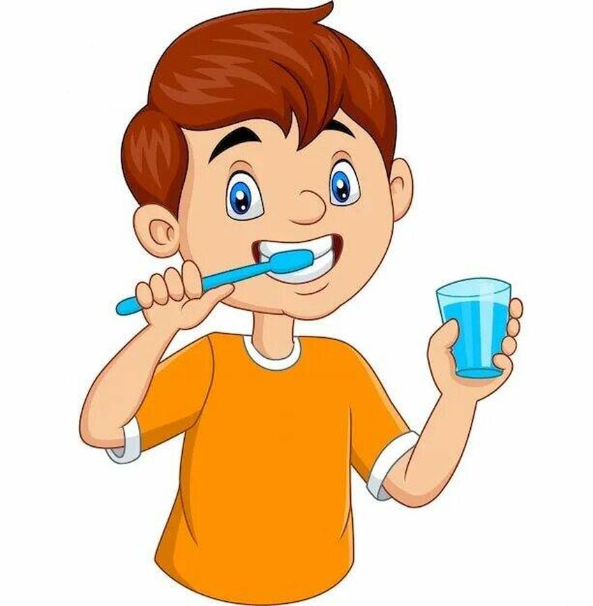 Человек чистит зубы мультяшный