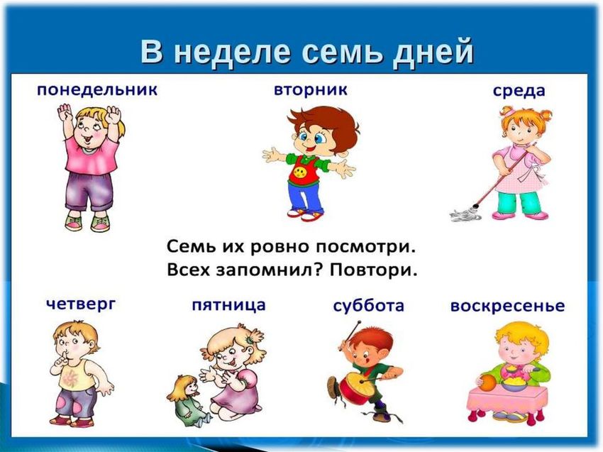 Дни недели для детей