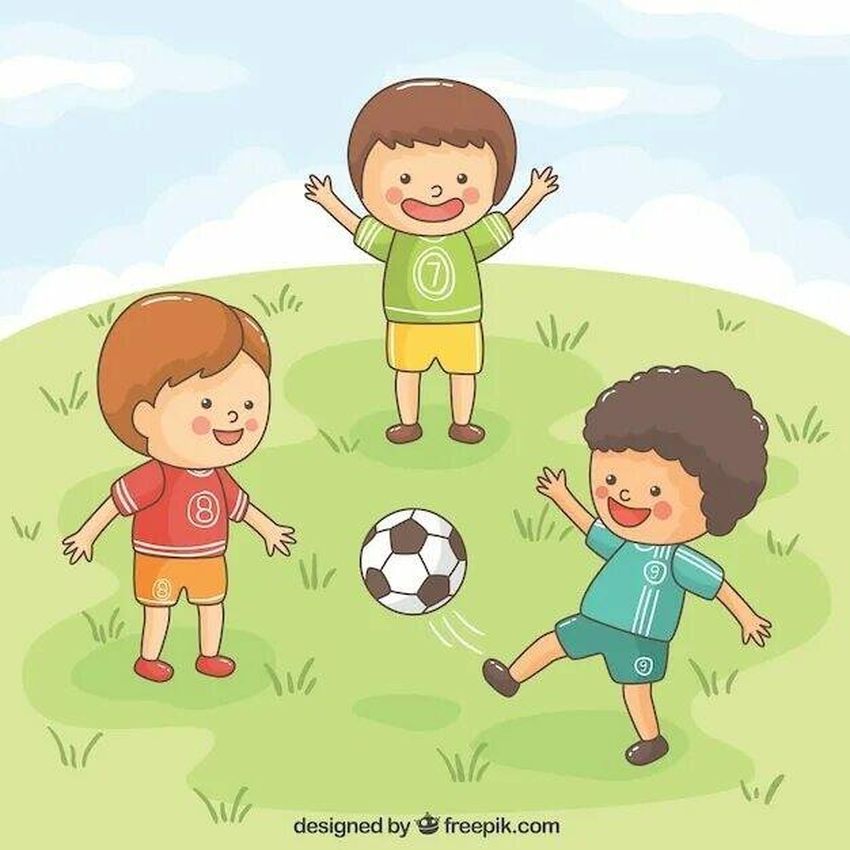 Рисунок дети играют в футбол