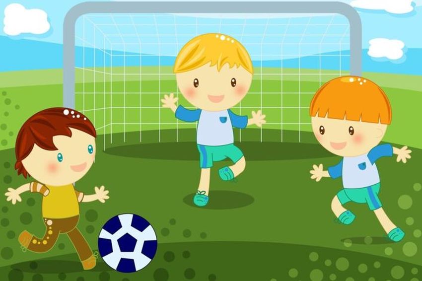 Играющие в футбол дети иллюстрация