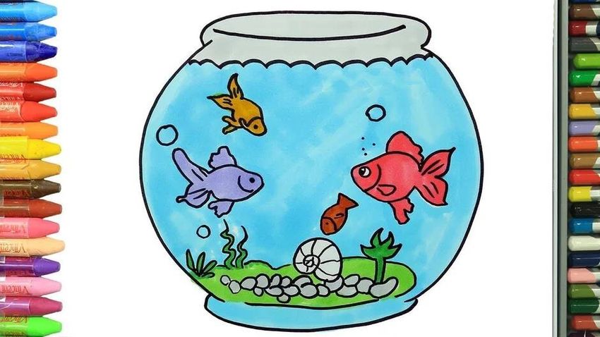Аквариум рисунок для детей Рисуем аквариум