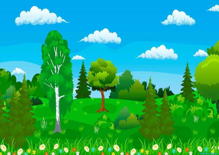 Векторный лес с поляной Фон леса для детей