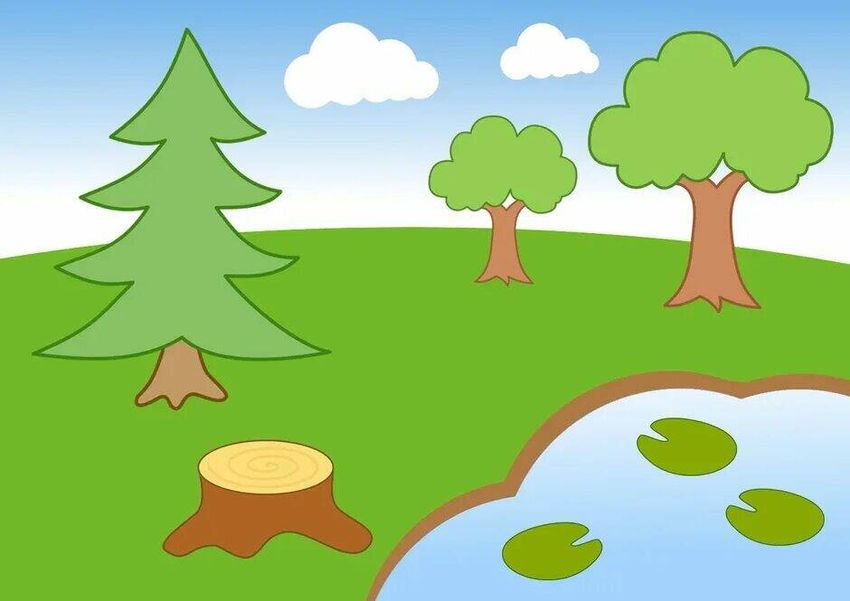 Лес рисунок для детей Рисунок леса для детей