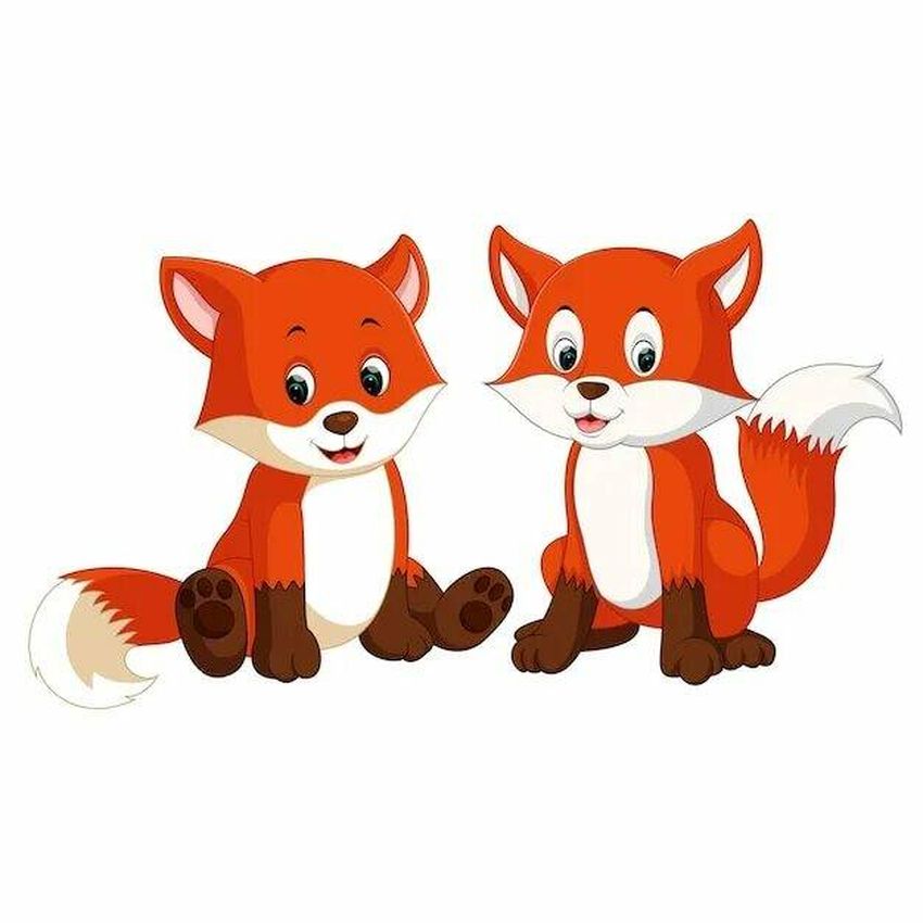 Мультяшная лиса Лисичка клипарт