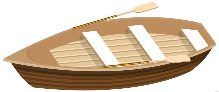 Лодка деревянная с веслами