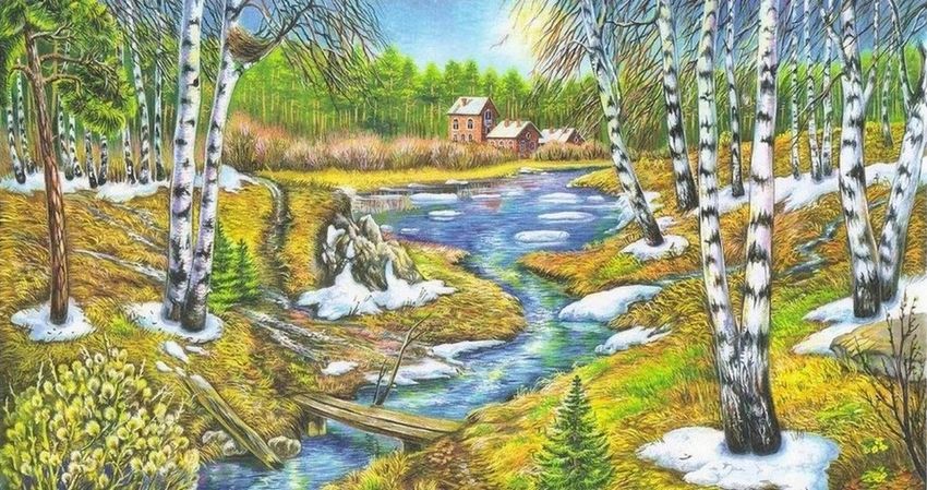 Весна в лесу рисунок Весна рисунок