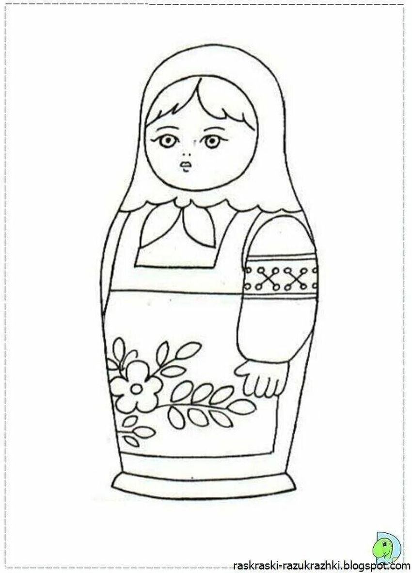 Раскраска матрешка для детей