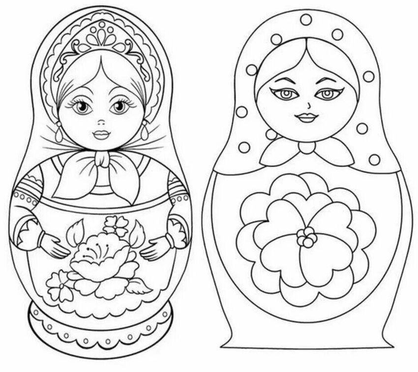 Матрешка раскраска