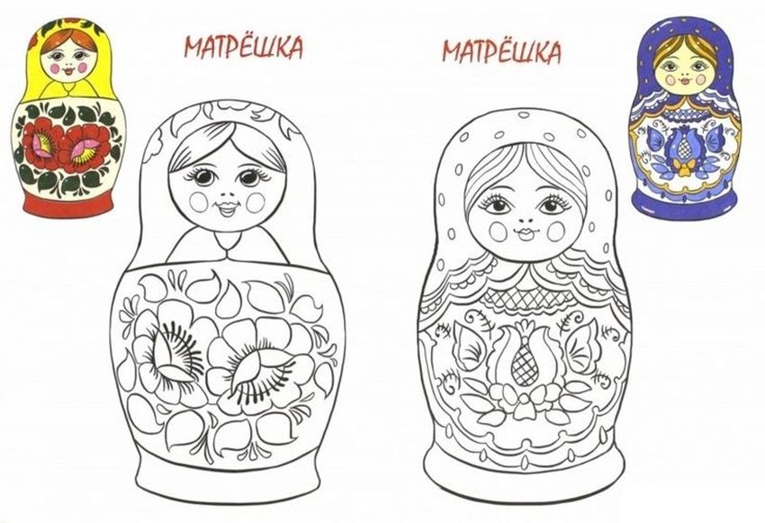 Раскраска матрешка для детей
