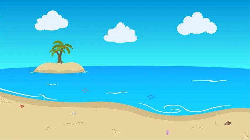Рисунок пляжа и моря