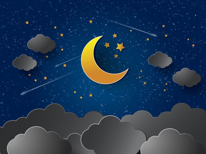 Звездное небо рисунок для детей Небо с луной и звездами иллюстрация детский