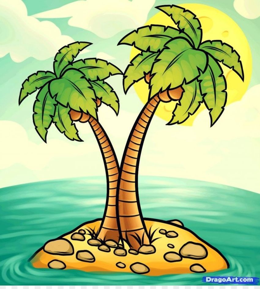 Остров с пальмой рисунок