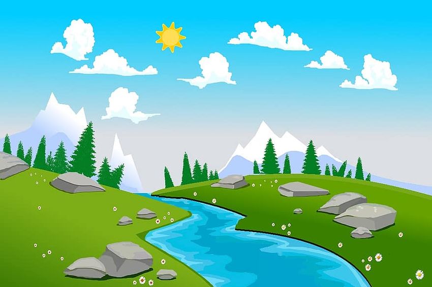 Фон природа мультяшный Пейзаж фон
