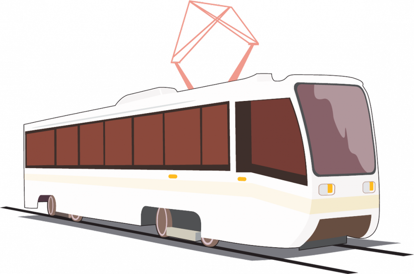 Трамвай на прозрачном фоне