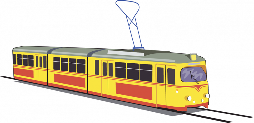 Трамвай на белом фоне