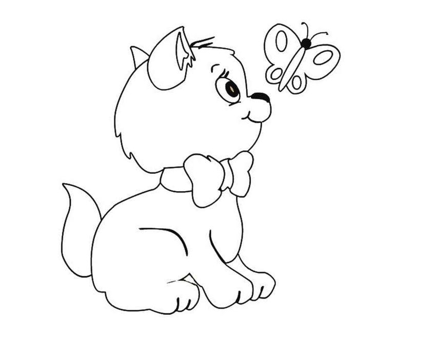 Раскраски Раскраска кошка для детей