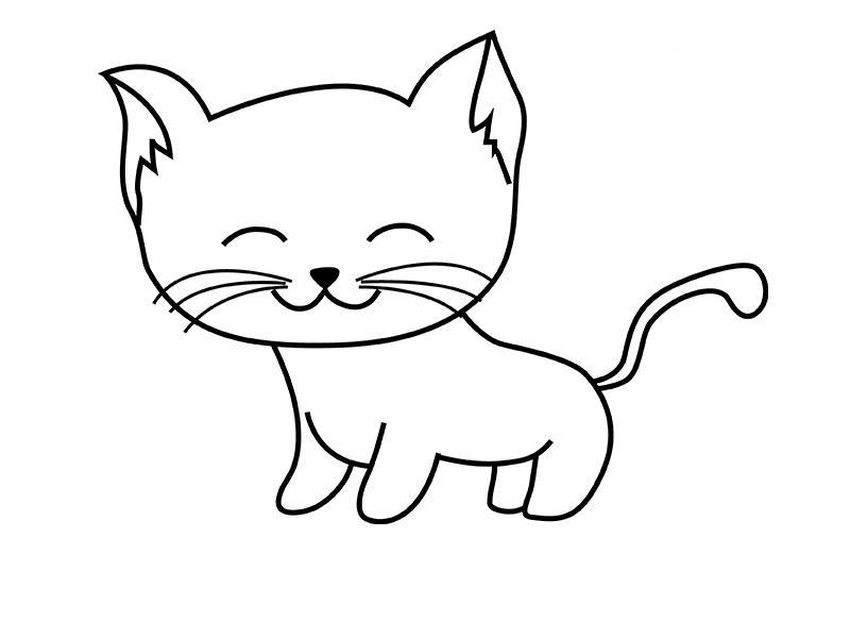 Рисунок кошки карандашом для детей Раскраска кошка