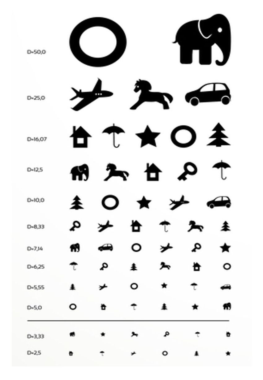 Таблица для проверки зрения у окулиста для детей Детская таблица для проверки зрения