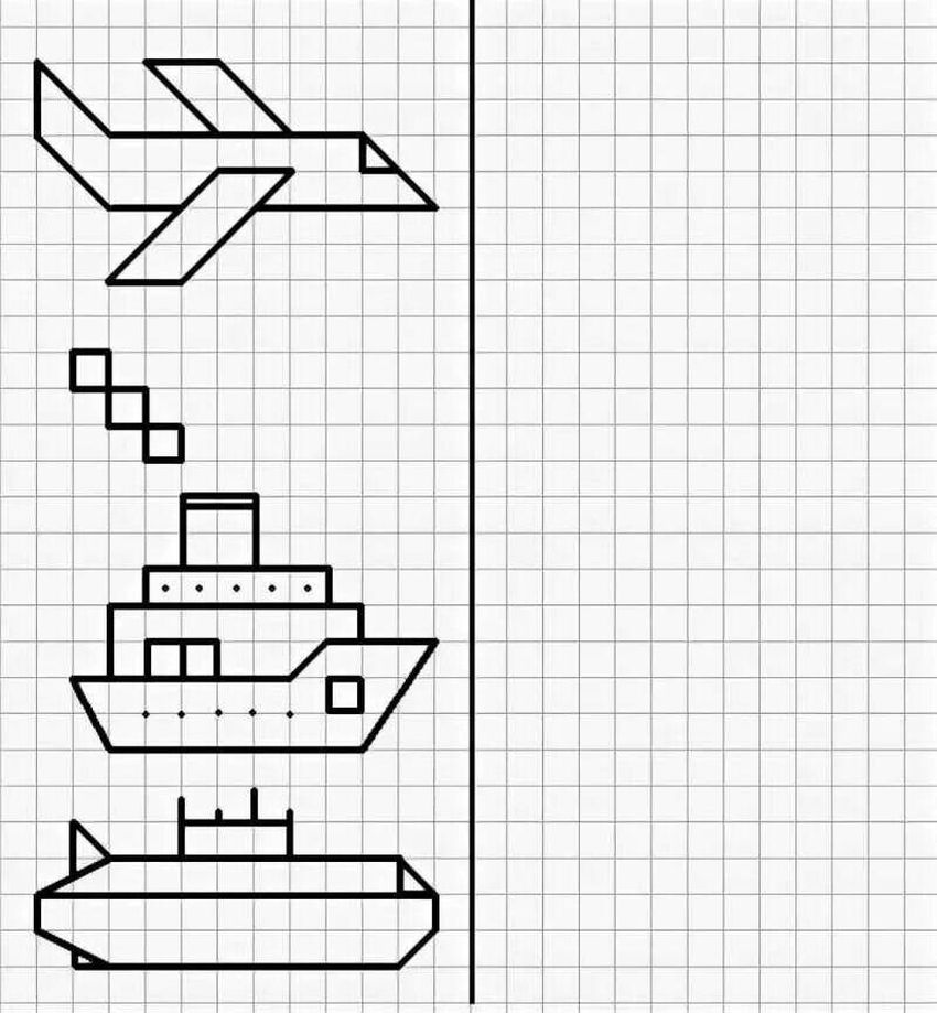 Графический диктант кораблик