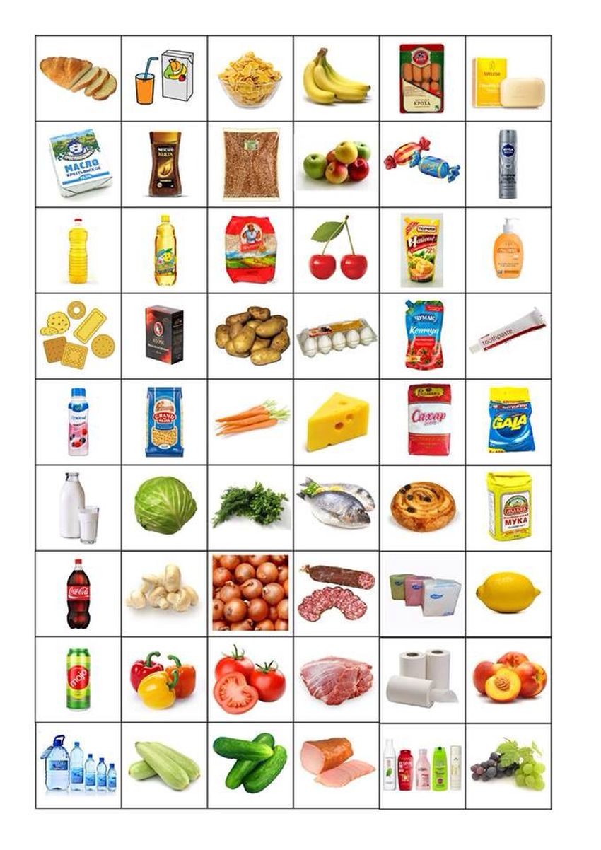 Продукты питания карточки для детей