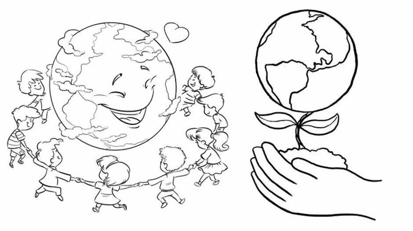 Раскраска планета земля для детей