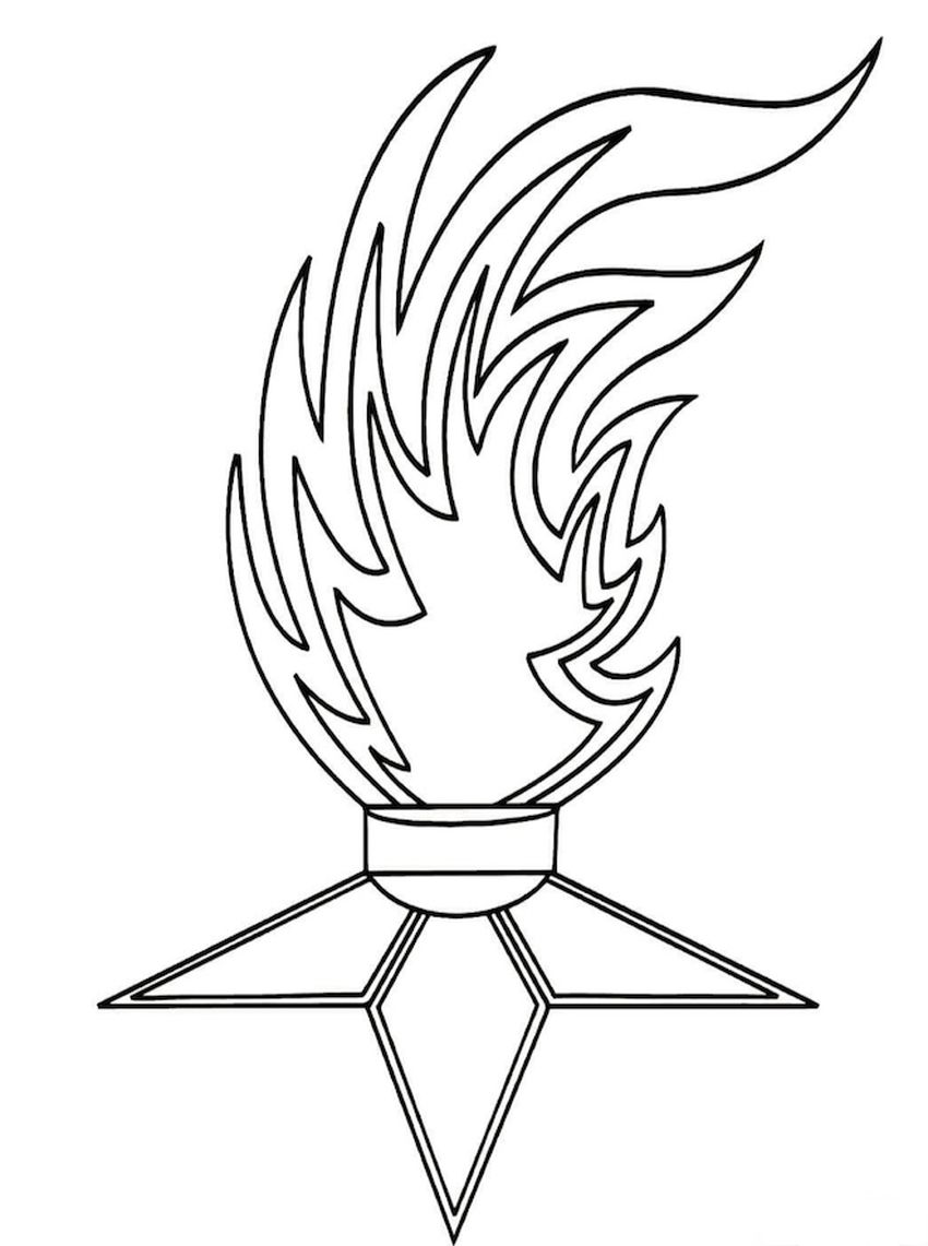 Трафарет вечного огня для вырезания Вечный огонь раскраска