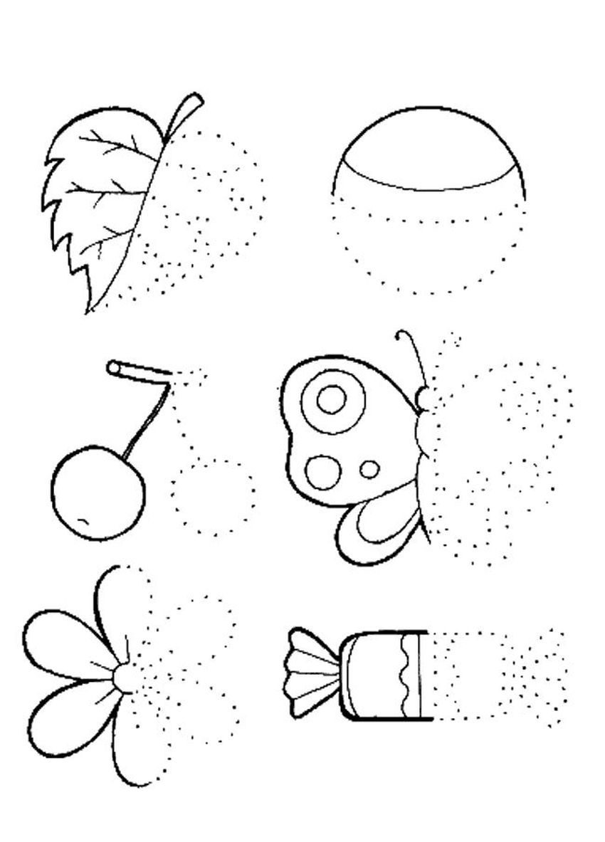 Дорисуй по точкам Задания для детей 4 лет
