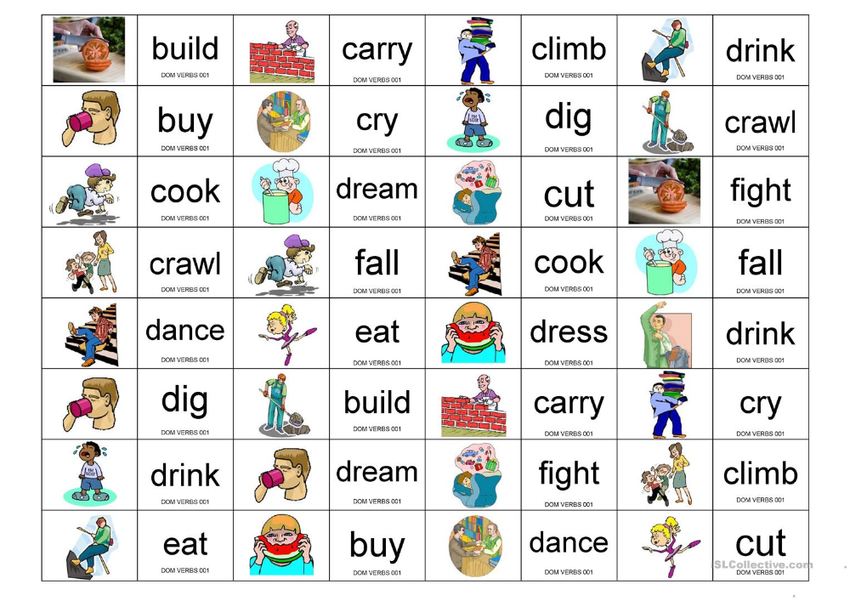 Verbs for kids Глаголы действия в английском языке