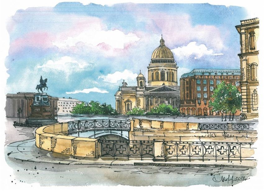 Исаакиевский собор питер акварель