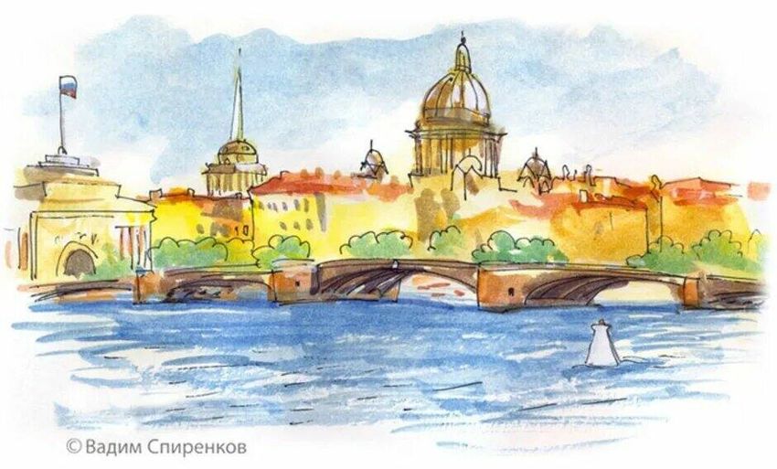 Санкт петербург карандашом