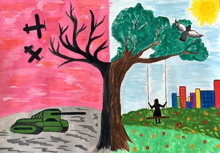 Рисунок на тему война Детские рисунки на тему война