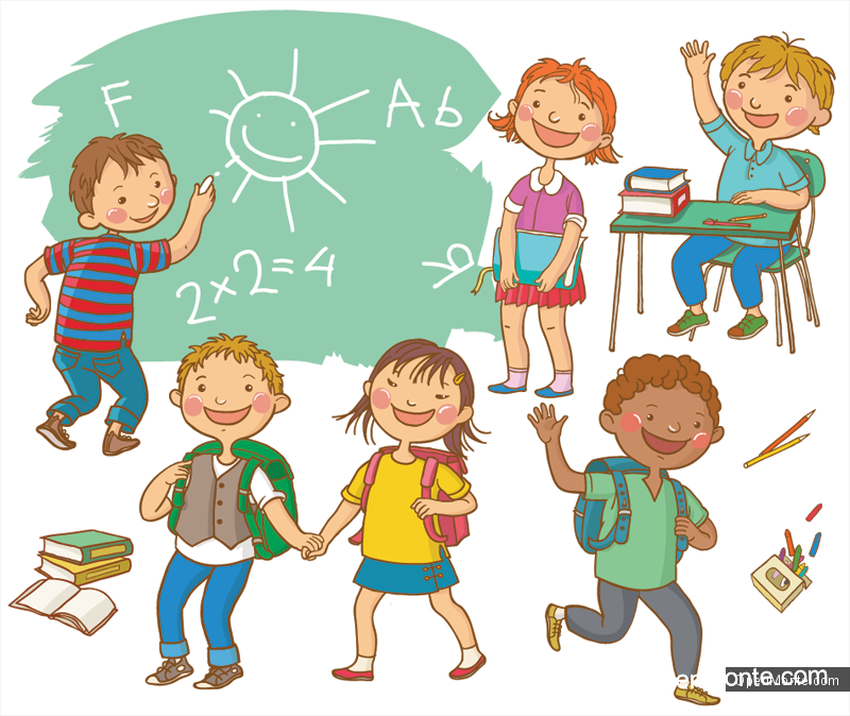 Рисунок школьника Мультяшные школьники