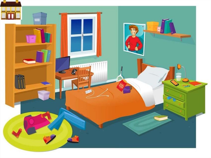 Комната рисунок для детей Спальня мультяшная