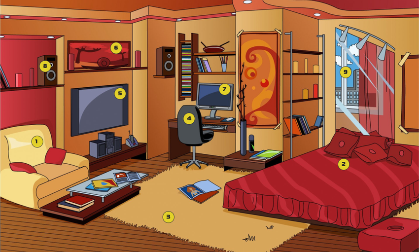 Комнаты на английском языке Комната мультяшная