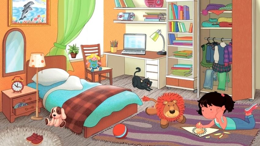 Комната ребенка рисунок Комната с мебелью