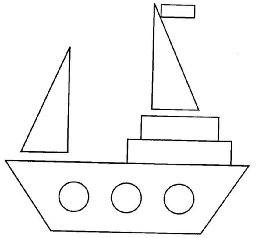 Аппликация кораблик из геометрических фигур