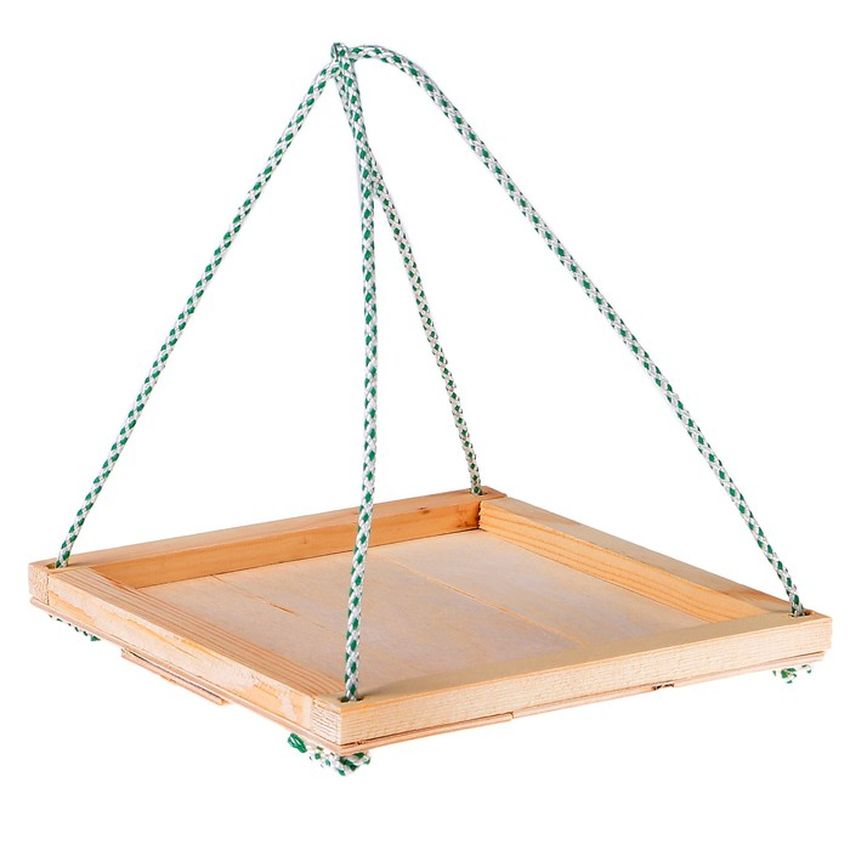 Кормушка для птиц без крыши Качели деревянные подвесные